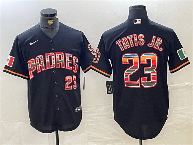 Men's San Diego Padres #23 Fernando Tatis Jr. Mexico Black Cool Base Stitched Baseball Jersey